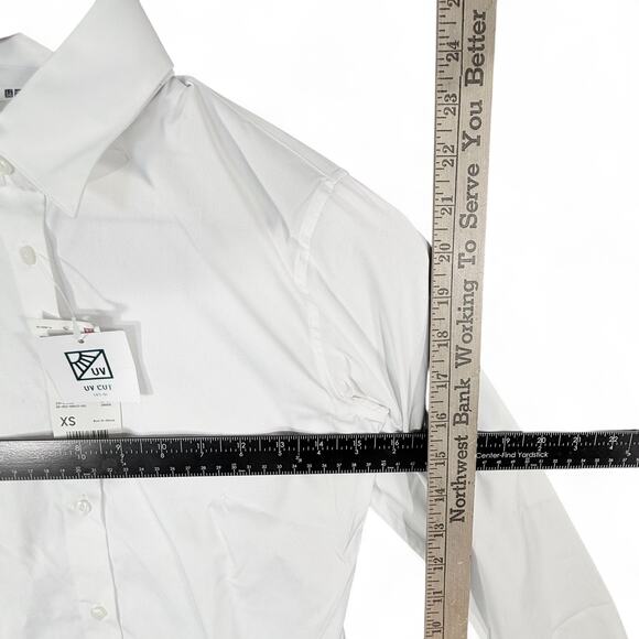 UNIQLO Lot 2 NEW UV Cut Stretch Broadcloth Long Sleeve Shirt White Work Women XS - Picture 10 of 11
